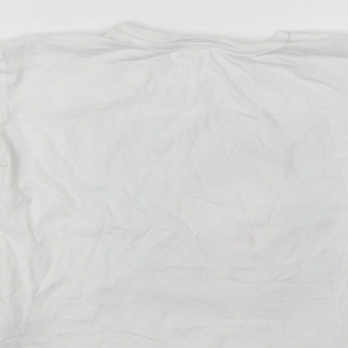 M&S Girls White  Cotton Basic Polo Size 8-9 Years Crew Neck