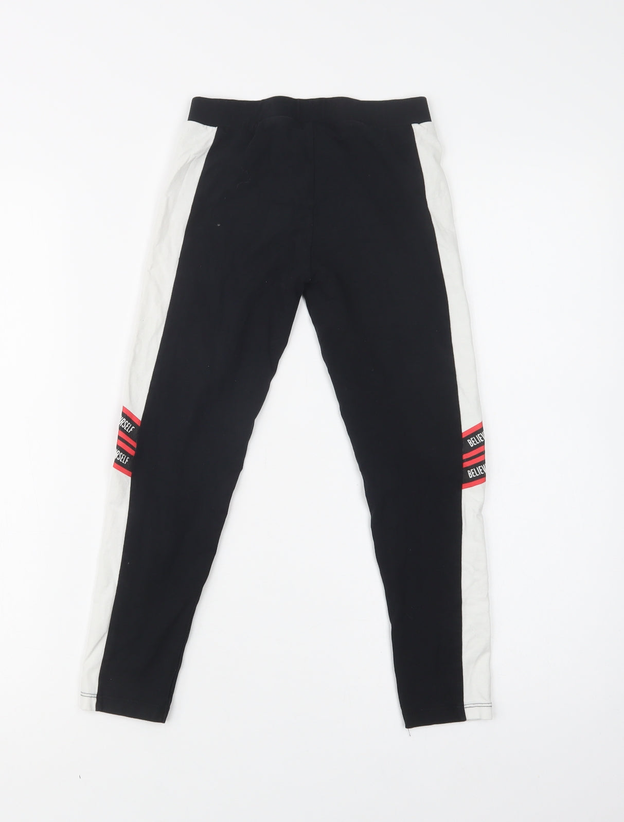 George Girls Black Colourblock Cotton Jegging Trousers Size 8-9 Years  Regular  - Leggings