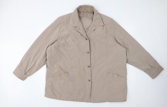 Front view of JBC Collection women’s beige jacket, size 2XL, button