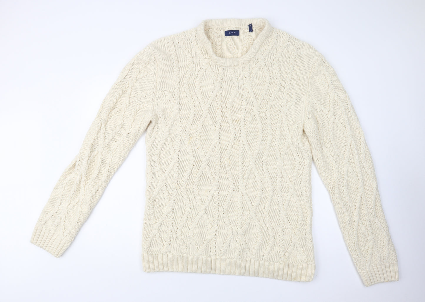 GANT Mens Ivory Crew Neck  Wool Pullover Jumper Size 3XL