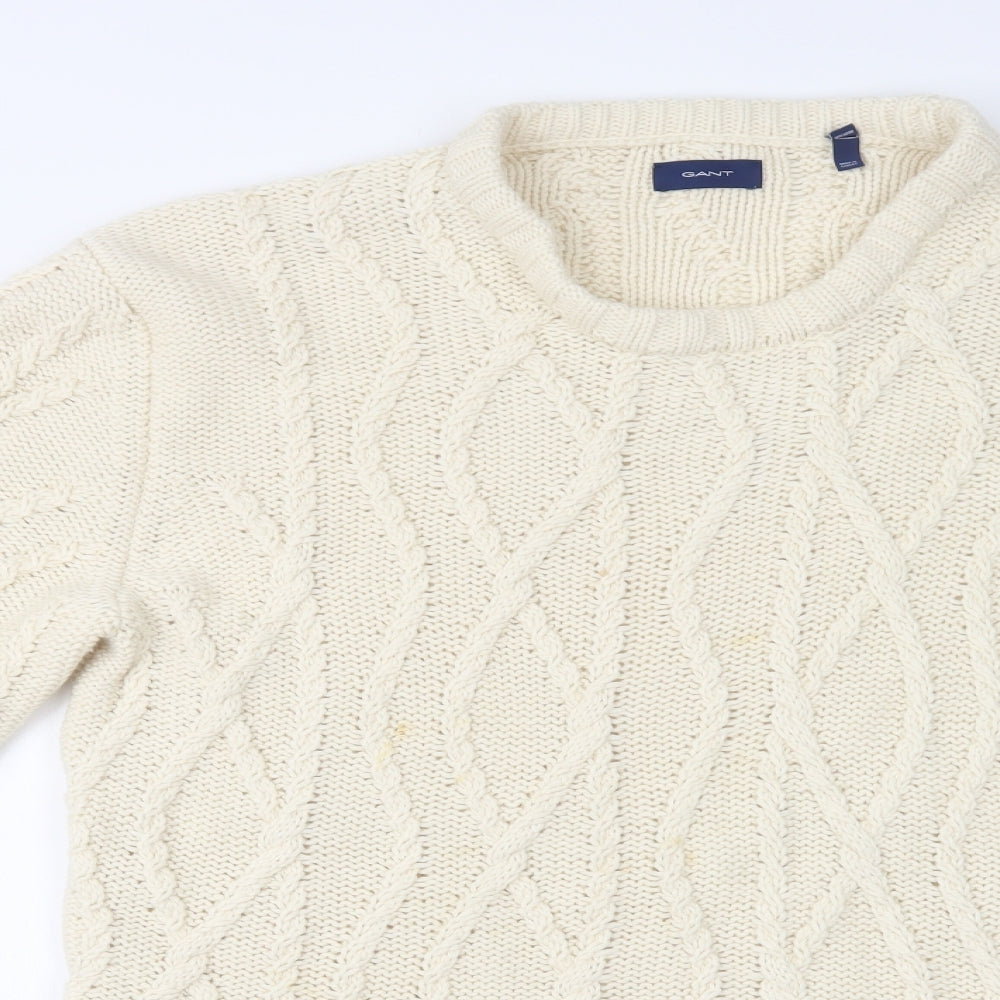 GANT Mens Ivory Crew Neck  Wool Pullover Jumper Size 3XL