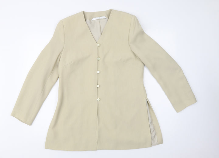 M&S Womens Beige Jacket Blazer Size 12 Button