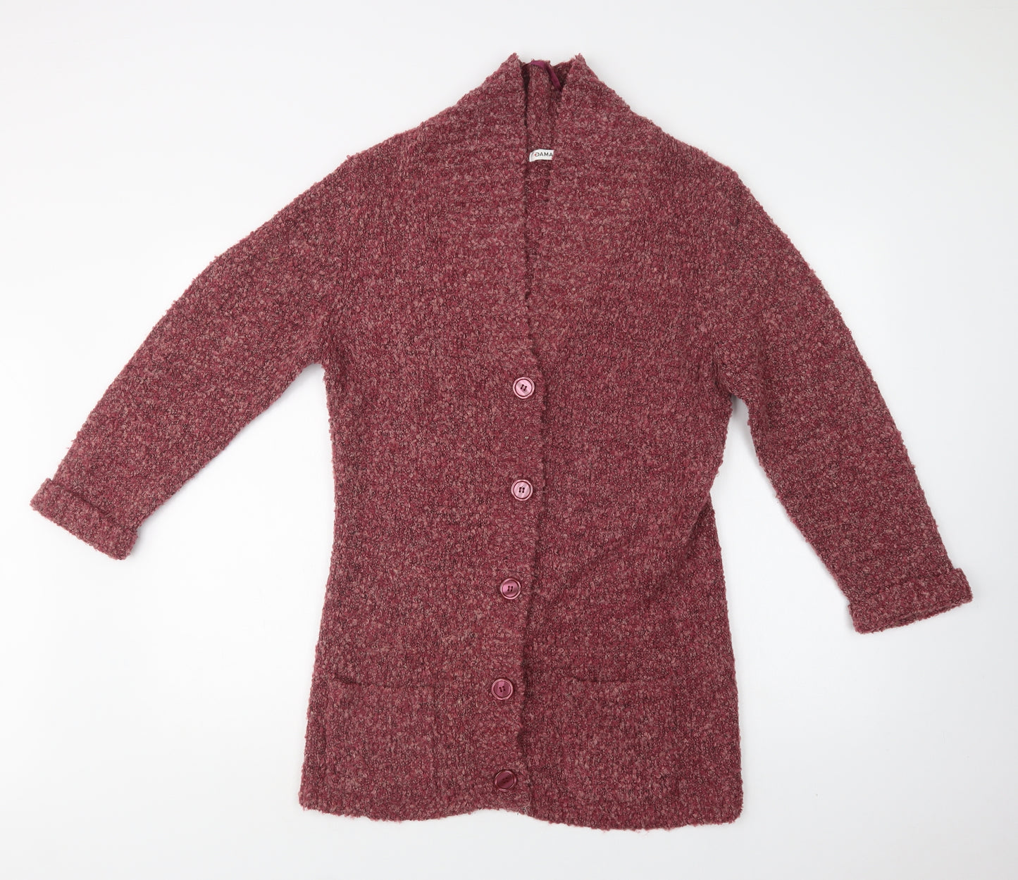 Damart Womens Red Collared  Acrylic Cardigan Jumper Size M
