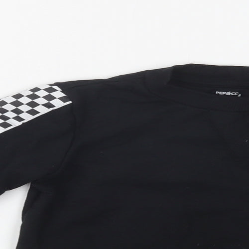 Pep & Co Girls Black Check Cotton Pullover Sweatshirt Size 5-6 Years