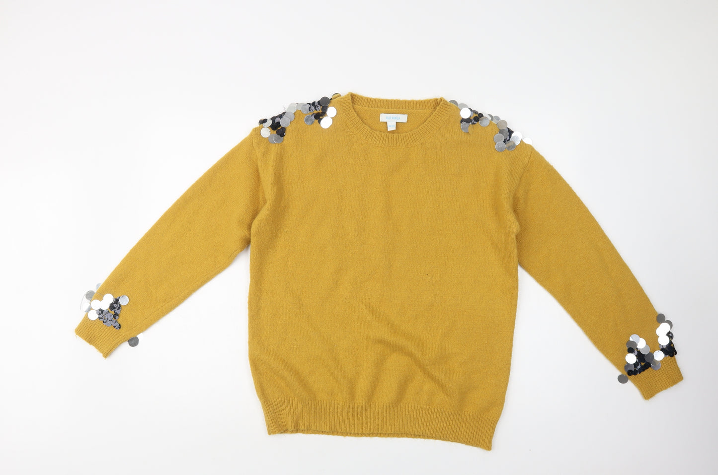Blue Vanilla Womens Yellow Crew Neck  Viscose Pullover Jumper Size M