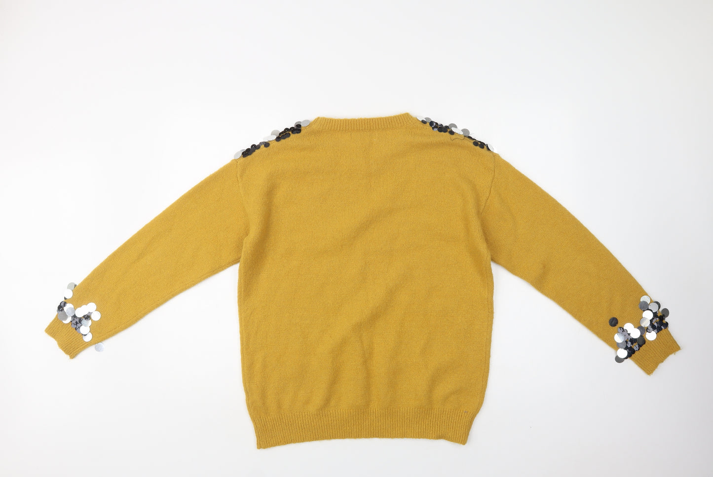 Blue Vanilla Womens Yellow Crew Neck  Viscose Pullover Jumper Size M
