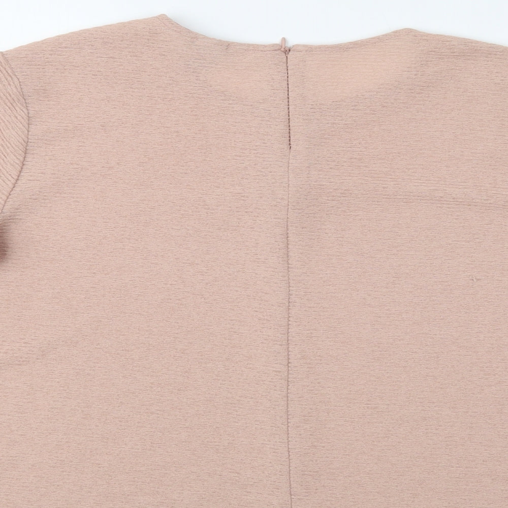 H&M Womens Beige  Polyester Basic Blouse Size L Crew Neck