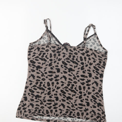 Peacocks Womens Brown Animal Print Viscose Cami Pyjama Top Size 14