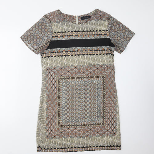 New Look Womens Multicoloured Paisley Polyester Shift  Size 8  Crew Neck Zip