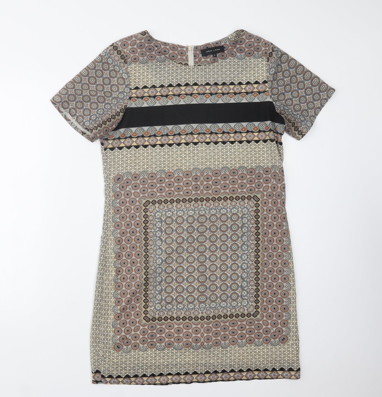 New Look Womens Multicoloured Paisley Polyester Shift  Size 8  Crew Neck Zip