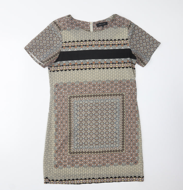 New Look Womens Multicoloured Paisley Polyester Shift  Size 8  Crew Neck Zip