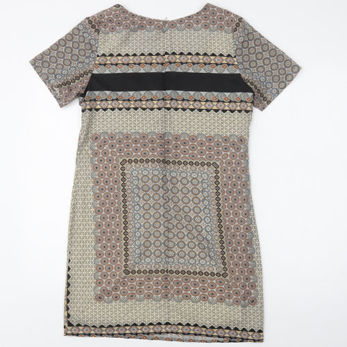 New Look Womens Multicoloured Paisley Polyester Shift  Size 8  Crew Neck Zip