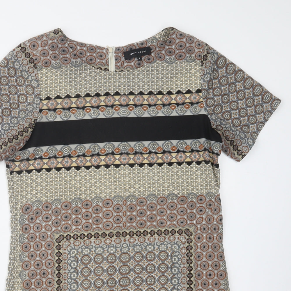 New Look Womens Multicoloured Paisley Polyester Shift  Size 8  Crew Neck Zip