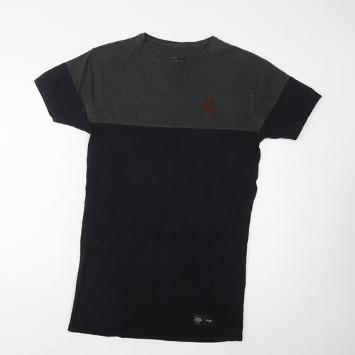 Aces Couture Mens Black Colourblock Cotton  T-Shirt Size M Crew Neck