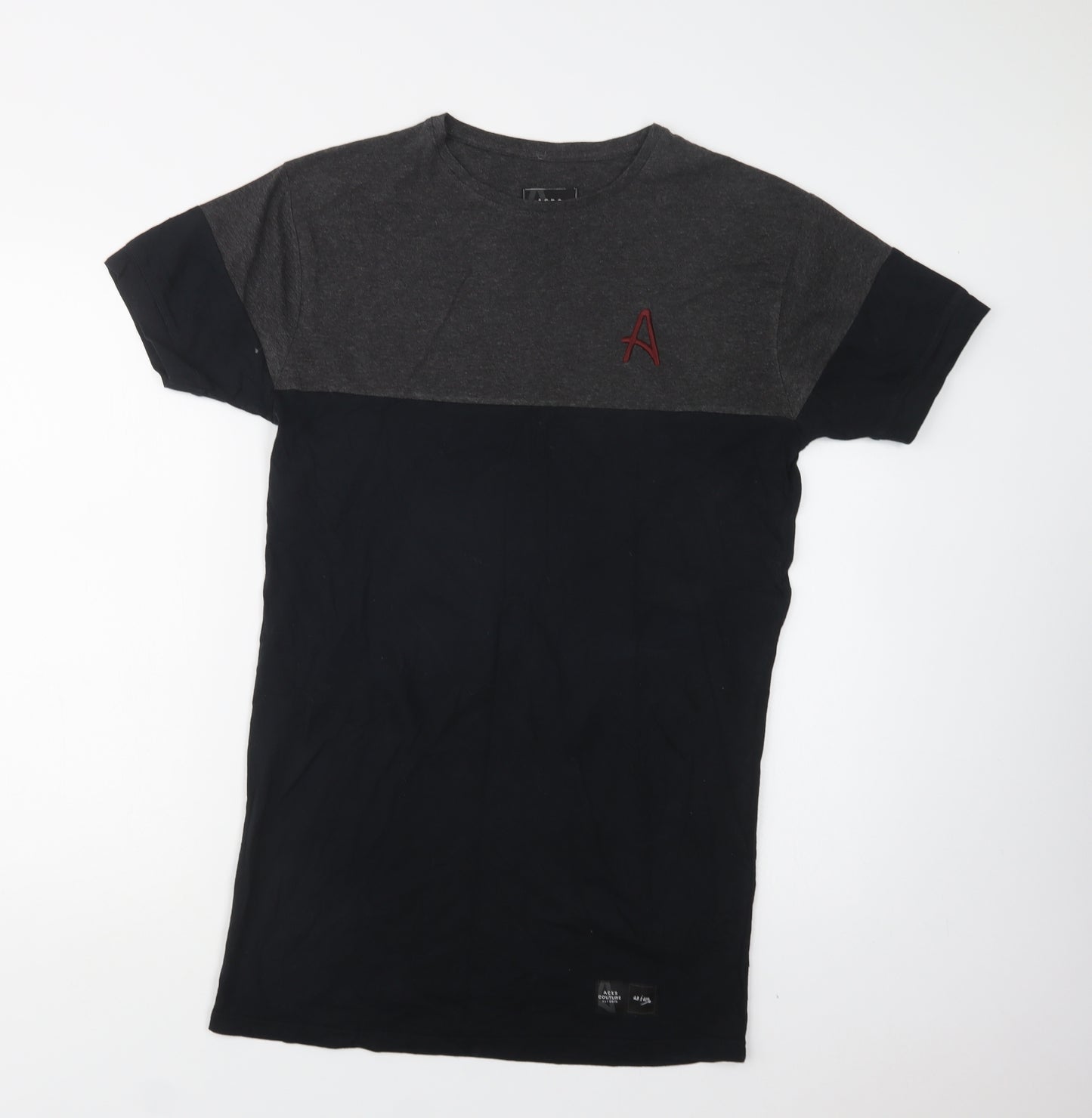 Aces Couture Mens Black Colourblock Cotton  T-Shirt Size M Crew Neck
