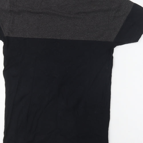 Aces Couture Mens Black Colourblock Cotton  T-Shirt Size M Crew Neck