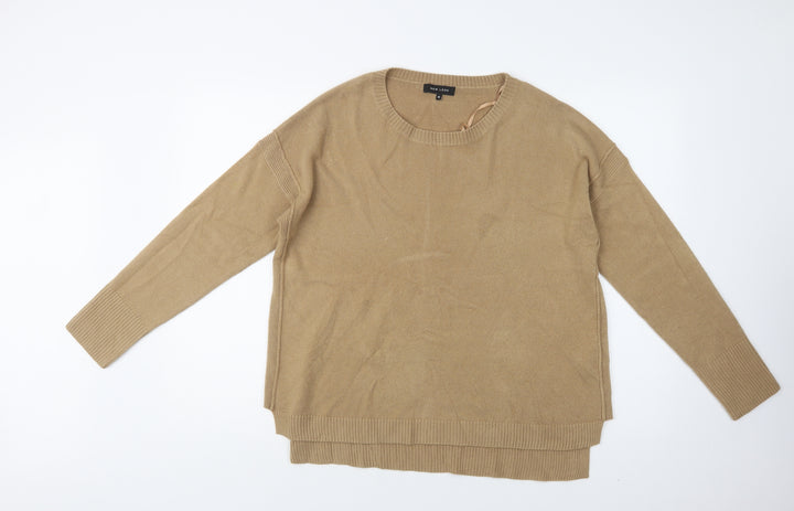 New Look Womens Beige Crew Neck  Acrylic Pullover Jumper Size M