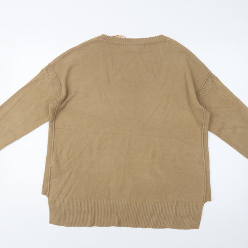 New Look Womens Beige Crew Neck  Acrylic Pullover Jumper Size M