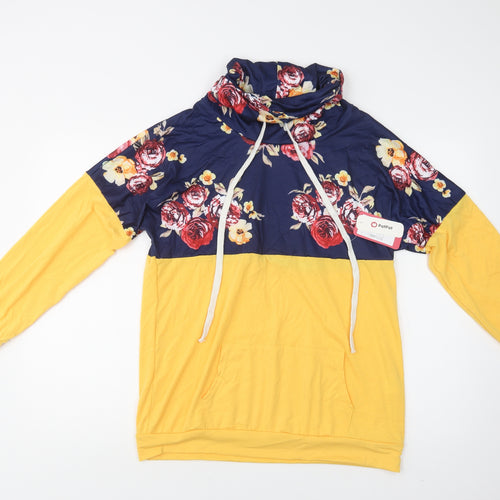PatPat Womens Yellow Floral Polyester Pullover Sweatshirt Size L