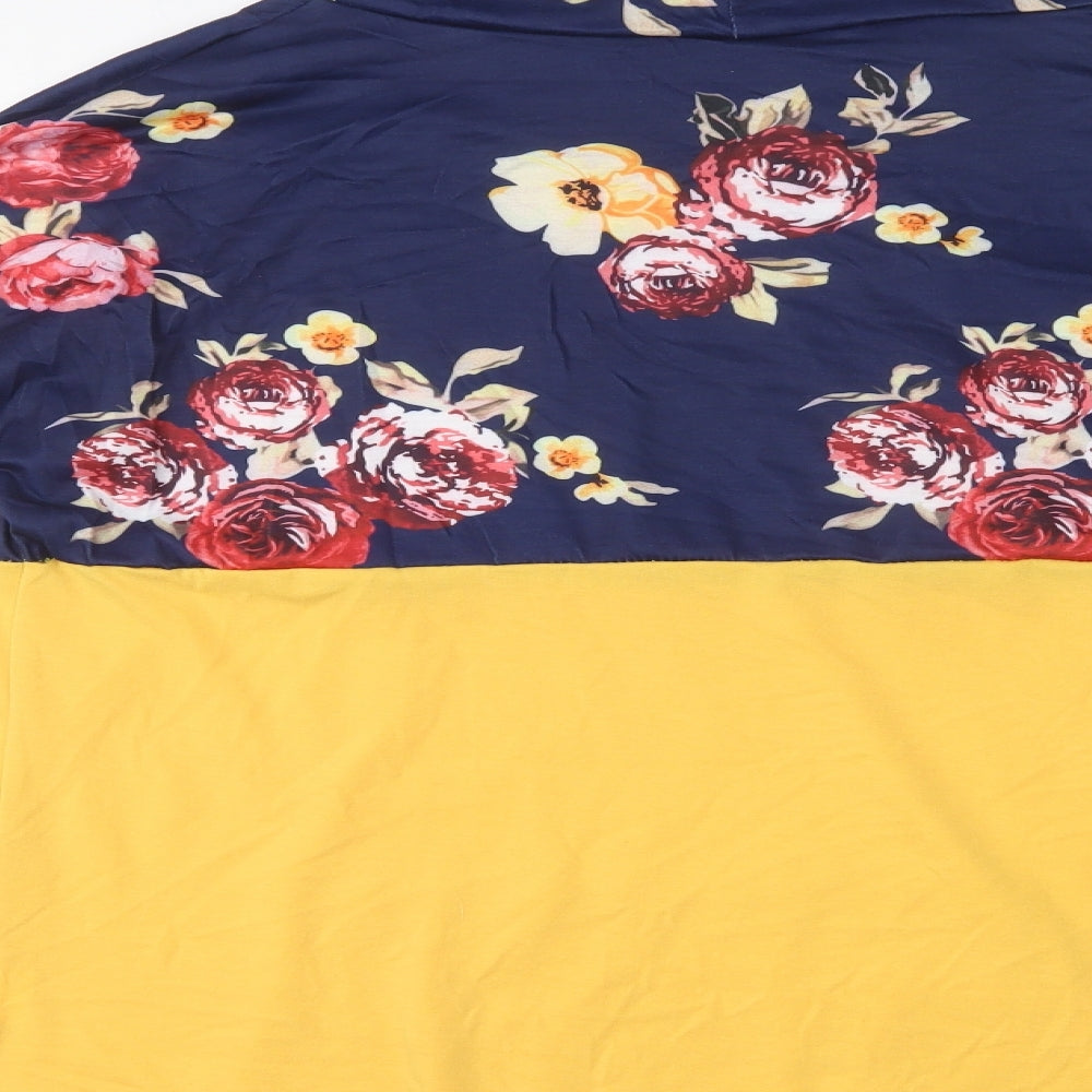 PatPat Womens Yellow Floral Polyester Pullover Sweatshirt Size L
