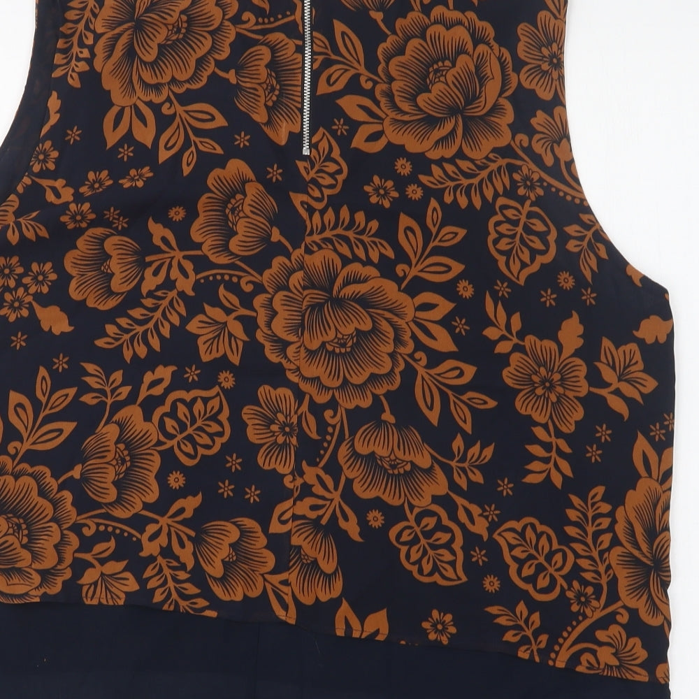 Very Womens Blue Floral Polyester Basic Blouse Size 22 Round Neck