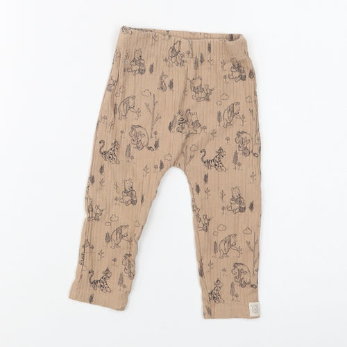 George Baby Beige Geometric Cotton Jogger Leggings Size 9-12 Months   - Winnie the Pooh