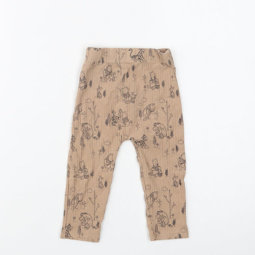 George Baby Beige Geometric Cotton Jogger Leggings Size 9-12 Months   - Winnie the Pooh