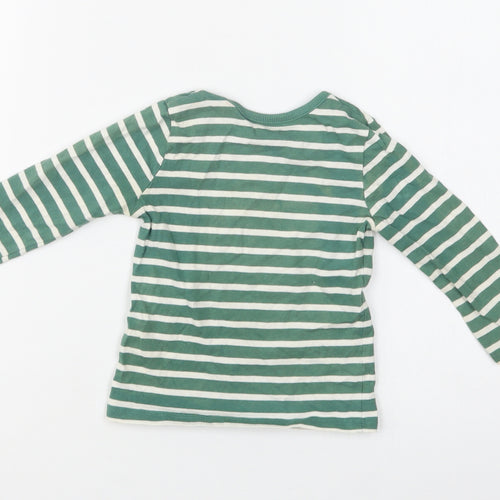 George Baby Green Striped Cotton Basic Blouse Size 9-12 Months Crew Neck