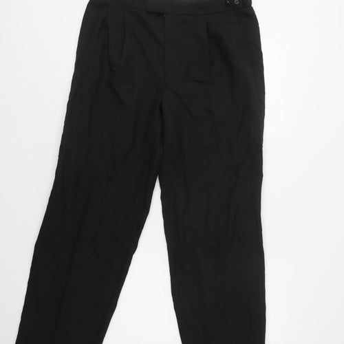 M&S Mens Black  Polyester Dress Pants Trousers Size 34 L29 in Regular Hook & Loop