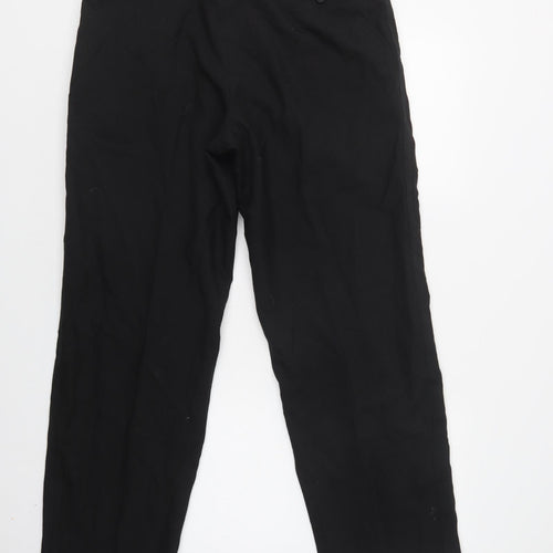 M&S Mens Black  Polyester Dress Pants Trousers Size 34 L29 in Regular Hook & Loop
