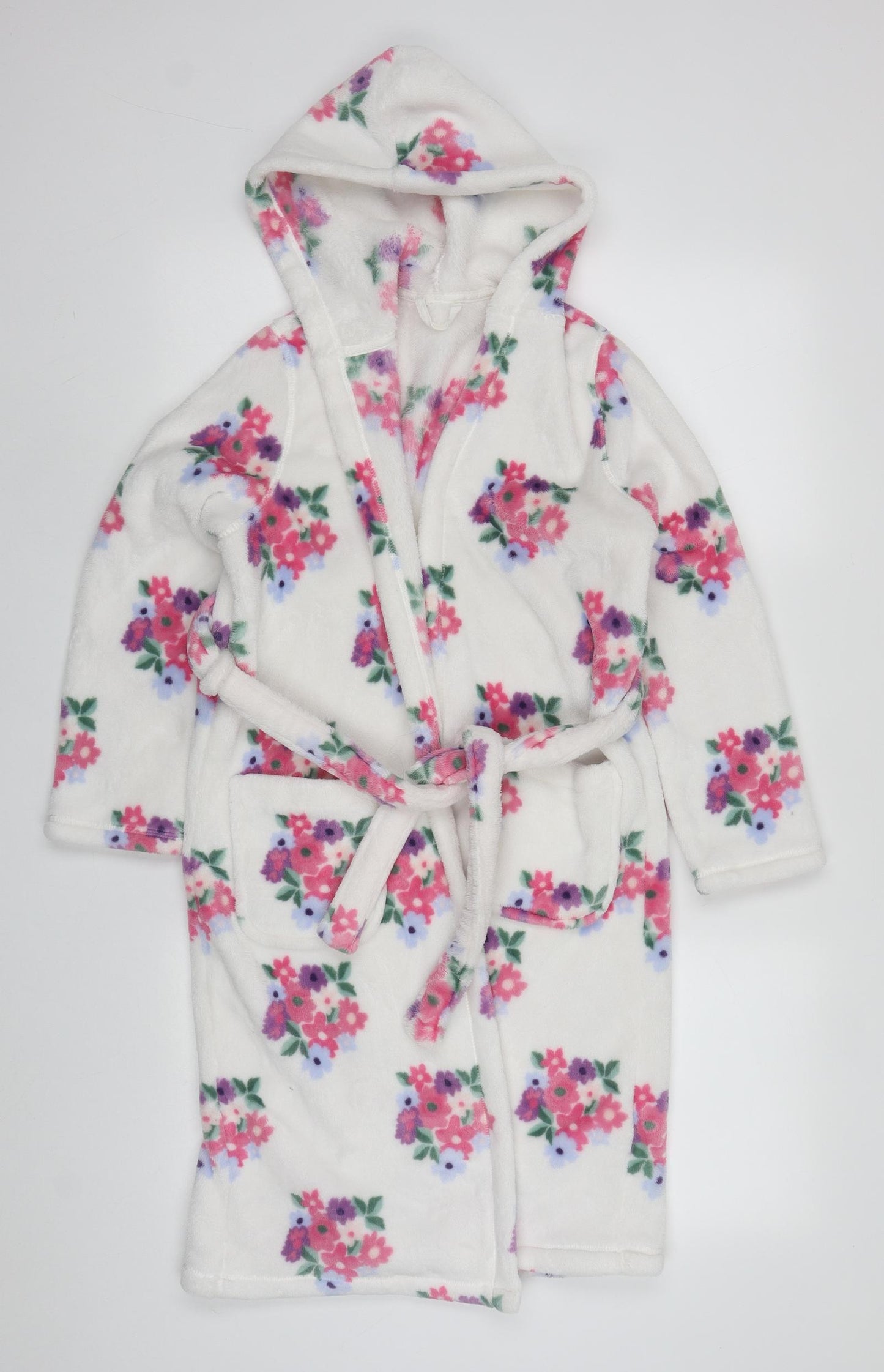 Marks and Spencer Girls Multicoloured Floral Polyester Kimono Robe Size 9-10 Years  Tie