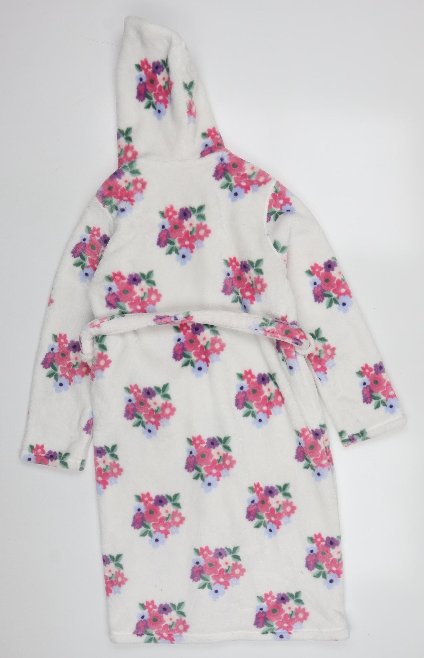 Marks and Spencer Girls Multicoloured Floral Polyester Kimono Robe Size 9-10 Years  Tie