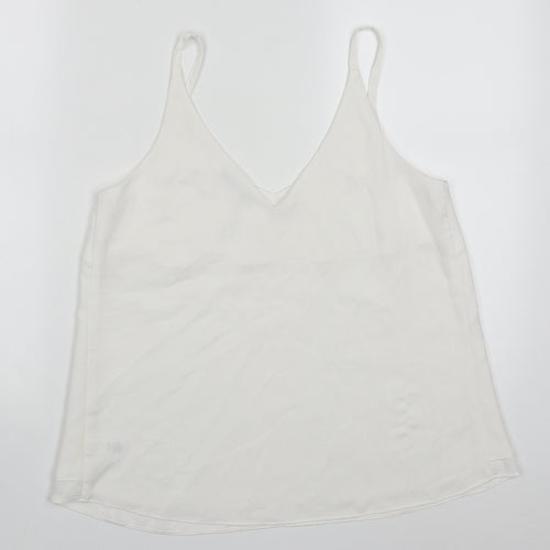 George Womens White  Polyester Basic Tank Size 10 V-Neck