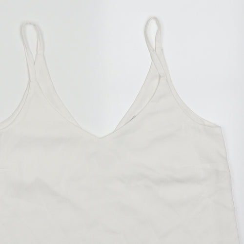 George Womens White  Polyester Basic Tank Size 10 V-Neck