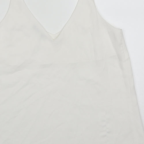 George Womens White  Polyester Basic Tank Size 10 V-Neck