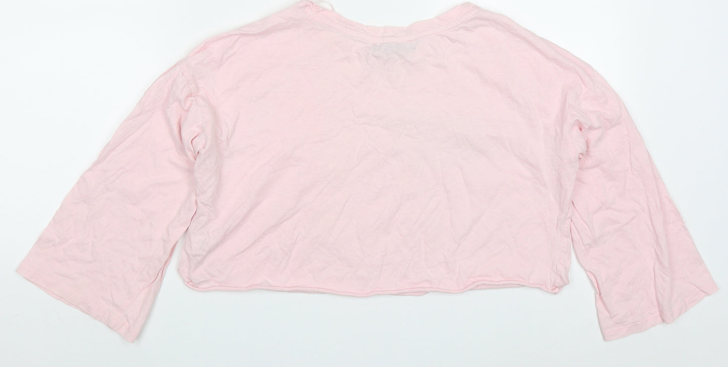 Atmosphere Womens Pink  Cotton Cropped T-Shirt Size 10 Crew Neck - Surf Club