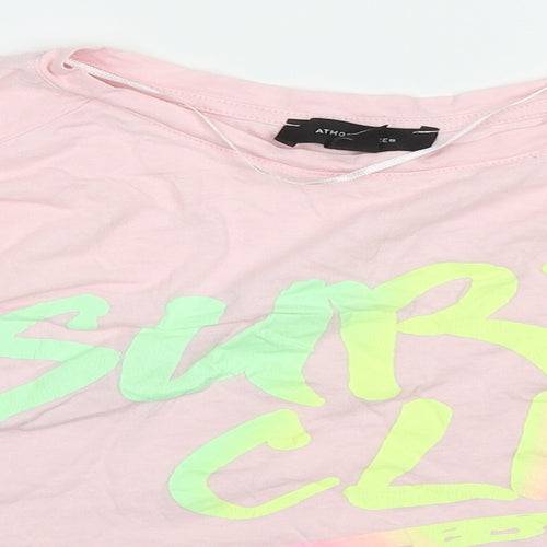 Atmosphere Womens Pink  Cotton Cropped T-Shirt Size 10 Crew Neck - Surf Club