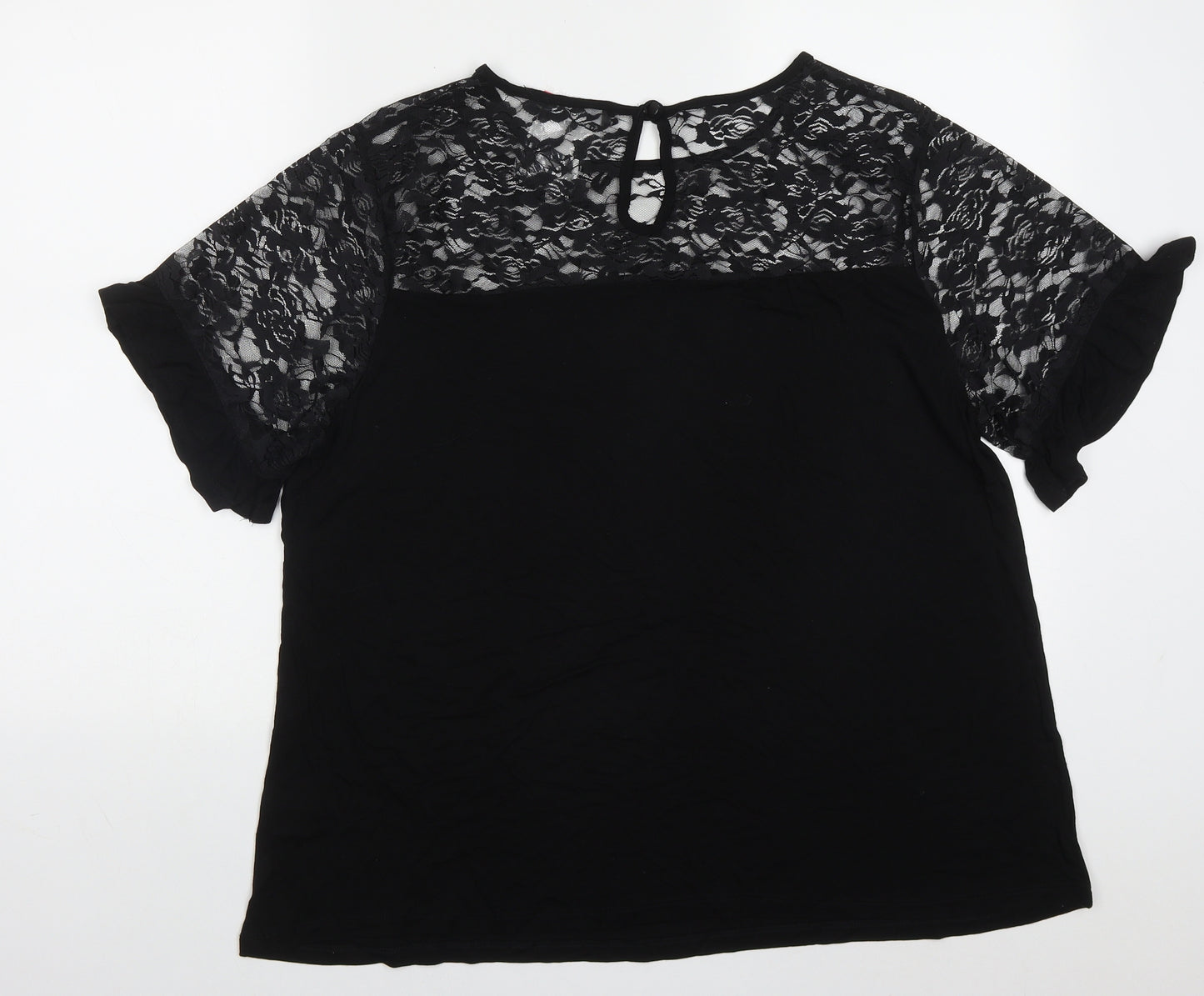 Studio Womens Black  Viscose Basic T-Shirt Size 16 Round Neck