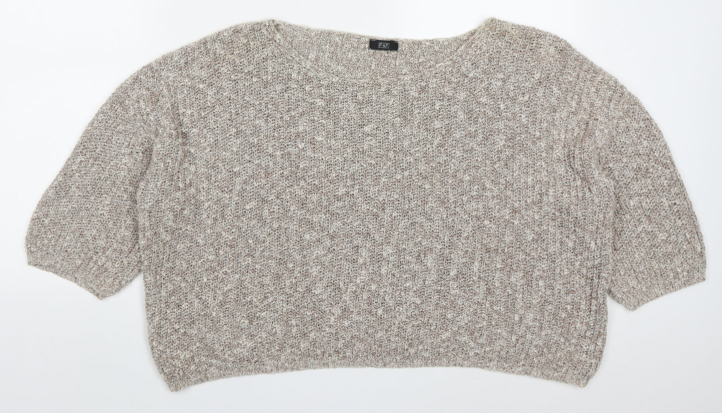F&F Womens Beige Round Neck  Cotton Pullover Jumper Size 18