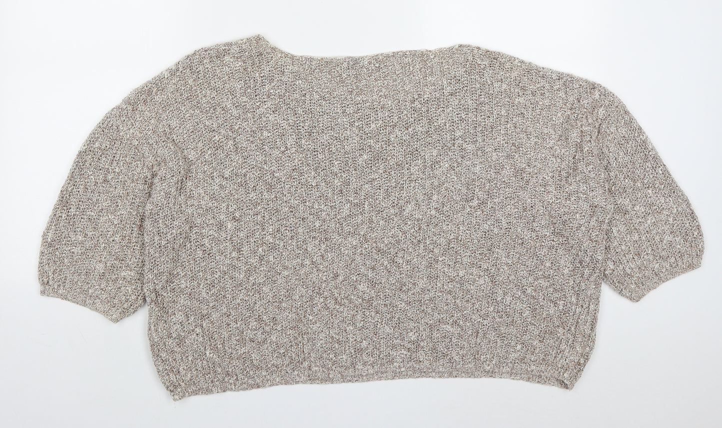 F&F Womens Beige Round Neck  Cotton Pullover Jumper Size 18