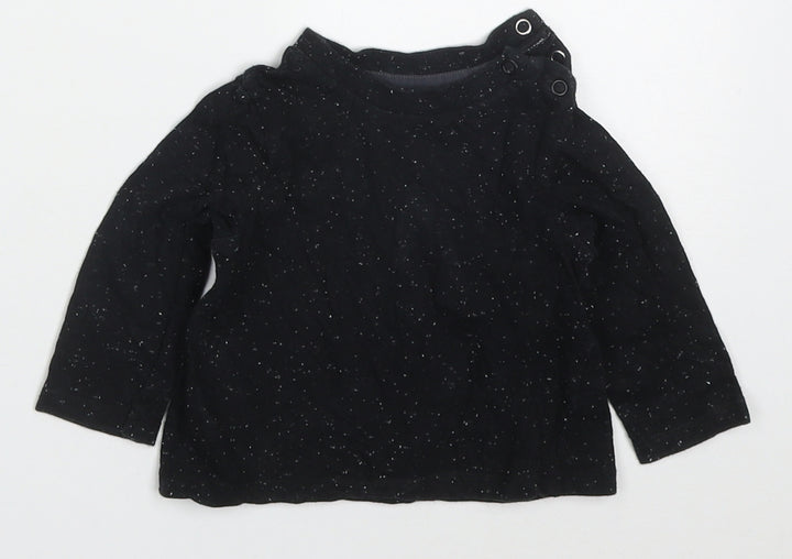 F&F Boys Black  Cotton Basic T-Shirt Size 3-6 Months Crew Neck Pullover