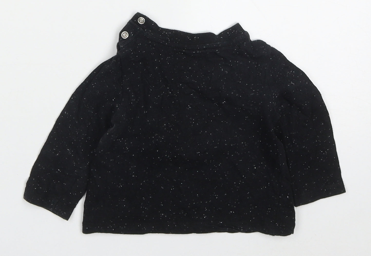 F&F Boys Black  Cotton Basic T-Shirt Size 3-6 Months Crew Neck Pullover