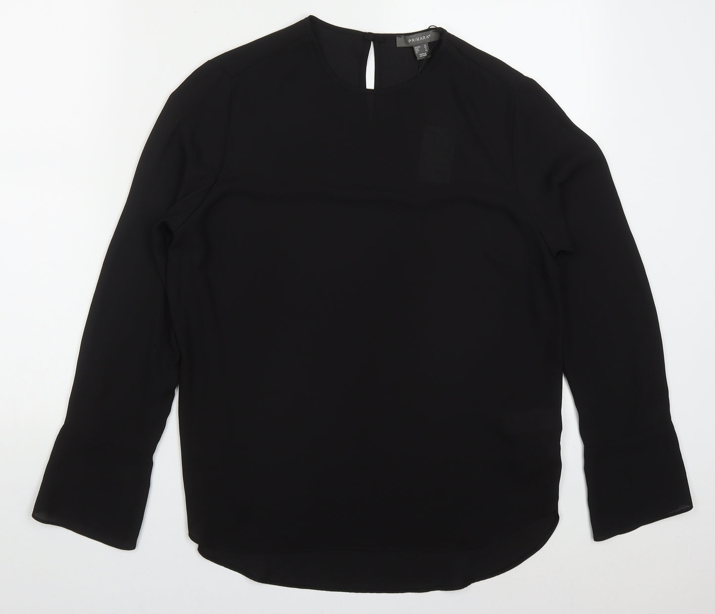 Primark Womens Black  Polyester Basic Blouse Size 10 Round Neck