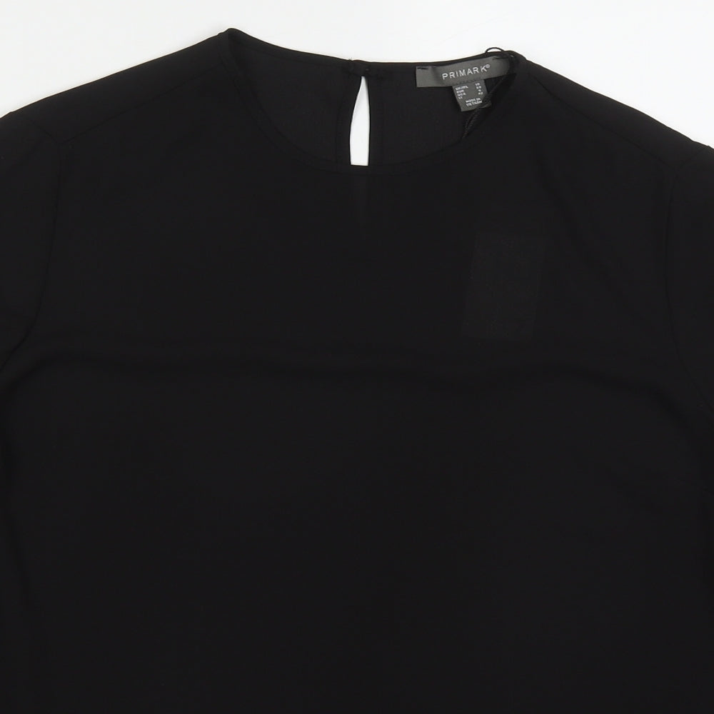 Primark Womens Black  Polyester Basic Blouse Size 10 Round Neck