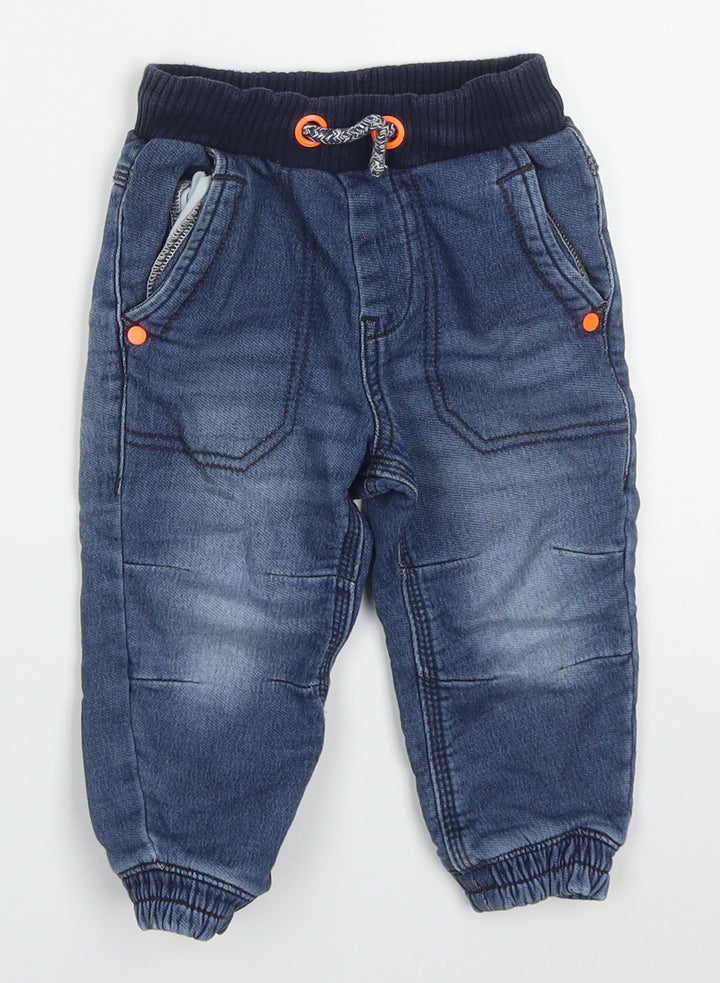 George Boys Blue  Cotton Capri Jeans Size 12-18 Months  Drawstring