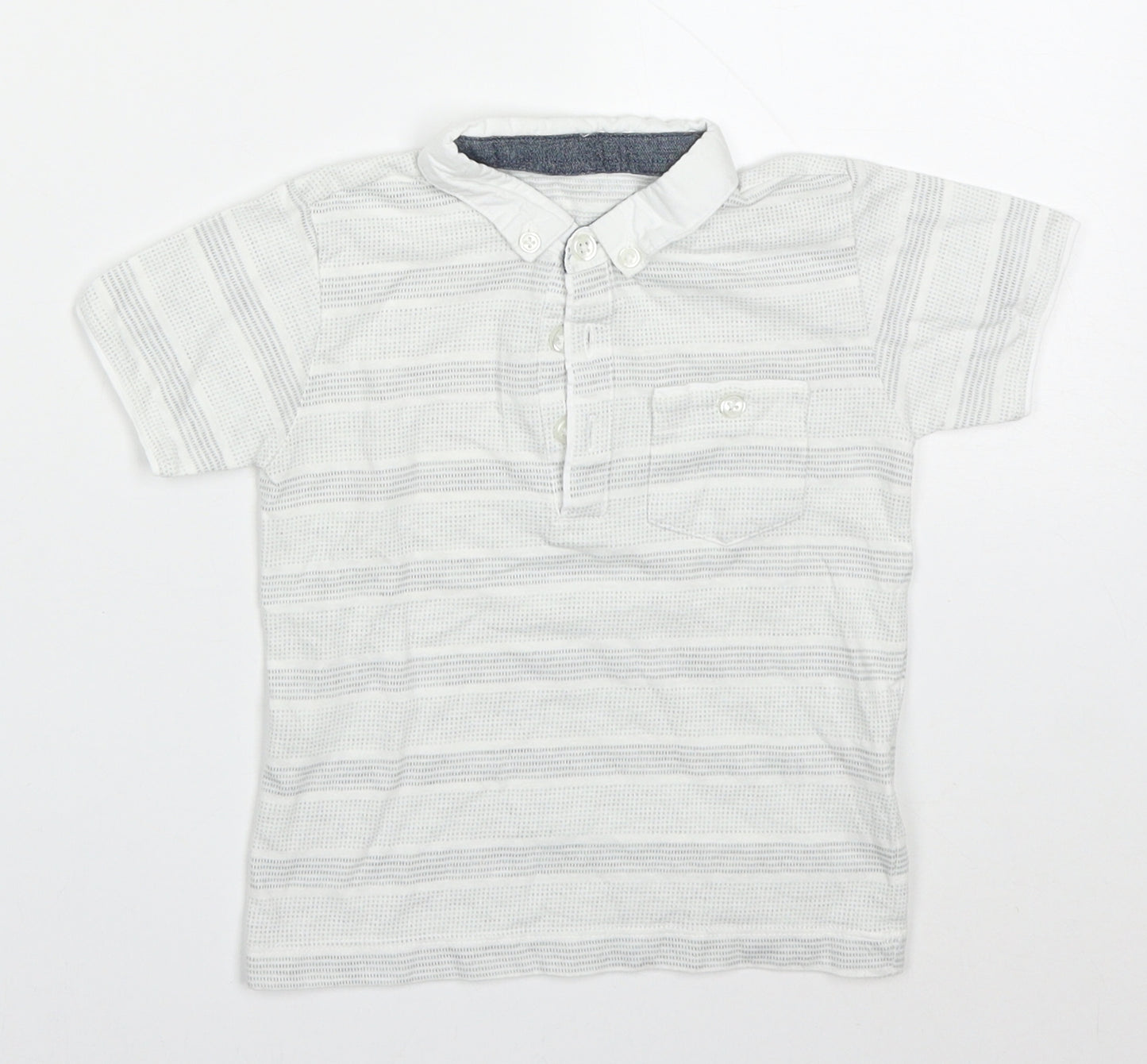 Matalan Boys Green Striped Cotton Basic Polo Size 18-24 Months Collared Pullover