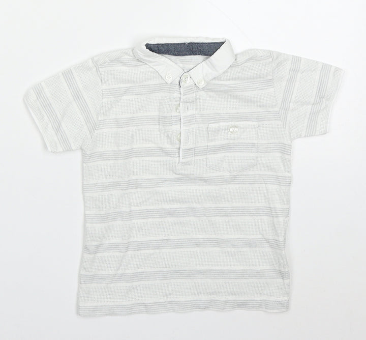 Matalan Boys Green Striped Cotton Basic Polo Size 18-24 Months Collared Pullover