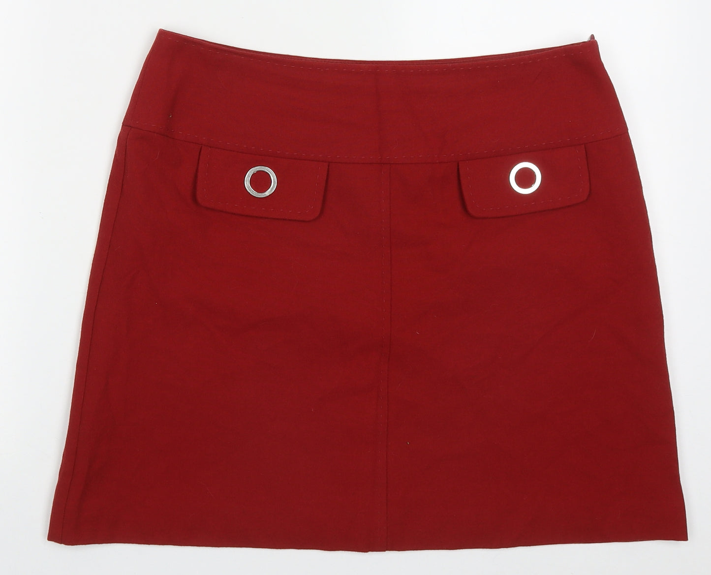 Marks and Spencer Womens Red  Polyester A-Line Skirt Size 12   Zip