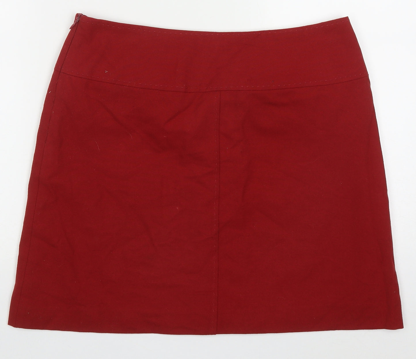 Marks and Spencer Womens Red  Polyester A-Line Skirt Size 12   Zip