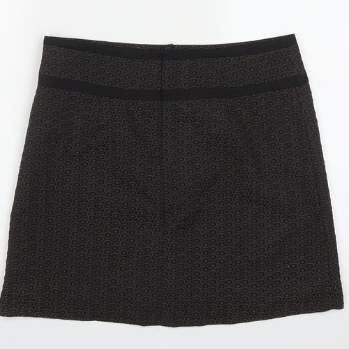 Marks and Spencer Womens Brown Geometric Polyester A-Line Skirt Size 12   Zip